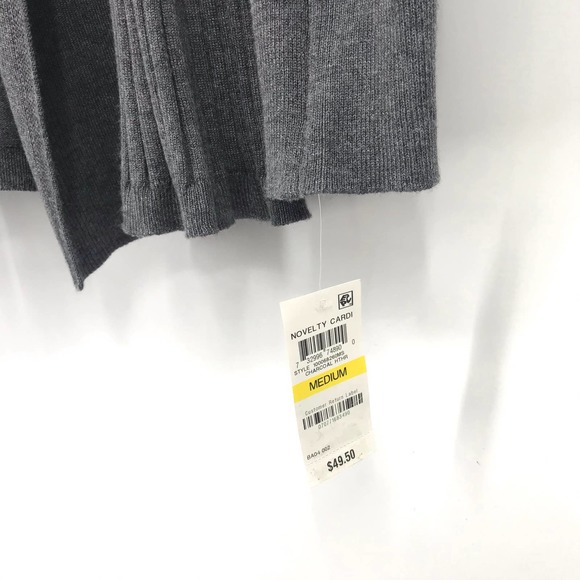 Charcoal Open Front Ribbed Cardigan - Picture 6 of 8